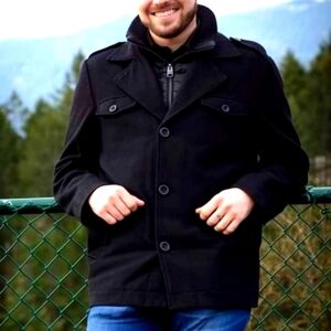 I Jeans By Buffalo Double Closure Military Style Jacket w/ Epellets in Black